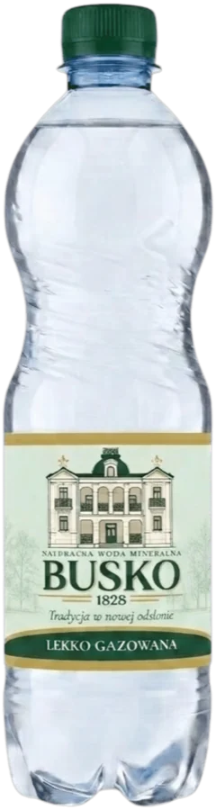 Flasche Busko1828 lekko gazowana, 0,5 l, mit dem Etikett in Grün